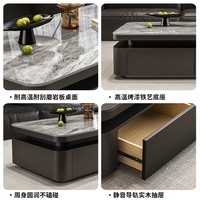 Table basse rectangulaire en porcelaine de style italien avec espace de rangement, sans assemblage requis, moderne, minimaliste, luxe léger pour