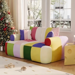 <span class=keywords><strong>Divano</strong></span> Piccolo in Tessuto Colorato per Angolo Lettura Bambini, Imbottito Morbido <span class=keywords><strong>con</strong></span> Riempimento in Spugna per Appartamento e Villa - Product Image 2