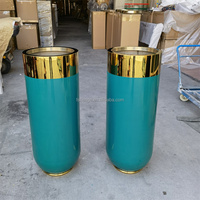 Vas Lantai Stainless Steel India Modern, Pot Bunga Besar, Planter Tinggi, Tahan Karat, Buatan Tangan, Dekorasi Rumah & Pernikahan
