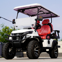 Voiturette de golf électrique tout-terrain de luxe 4 places, modèle 2026 amélioré, avec sièges en cuir, éclairage LED et autonomie de 90 km, pour villas, parcs et déplacements.
