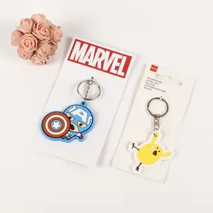 High Quality 3D Promotional Doll Keychain PVC Silicone Cute Pendant Carabiner Type with 4/6 Color Print Rubber Material