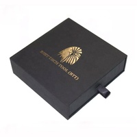 2023 boîte d'emballage d'extension de cheveux tiroir noir bijoux boîte-cadeau boîte d'emballage avec Logo feuille chaude