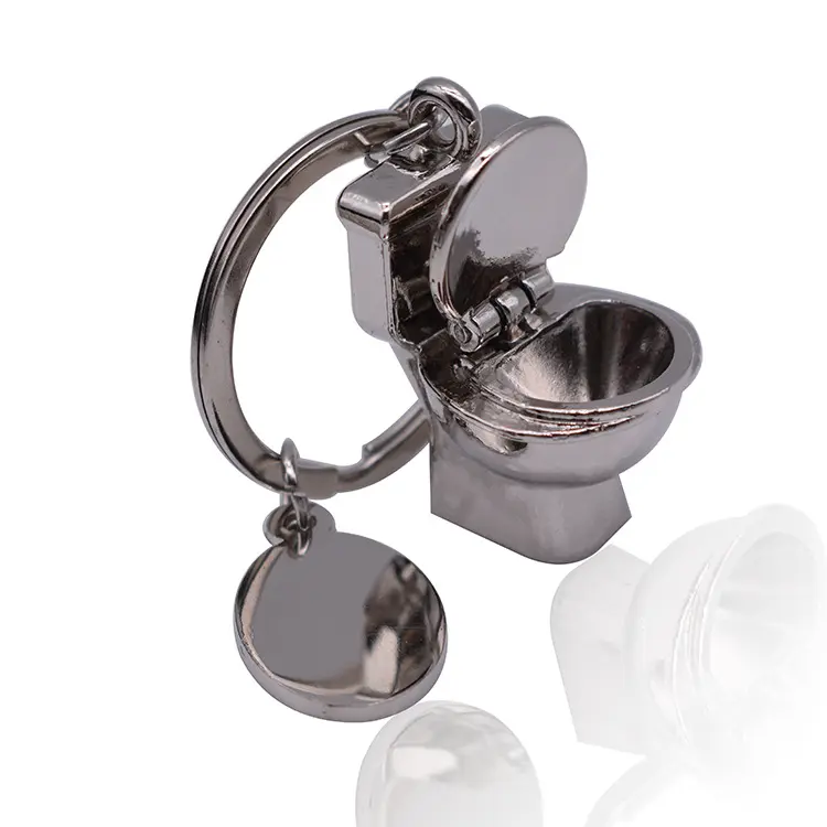 Top Selling Personalized Custom Funny Bathroom Closestool Keyring 3D Mini Metal Toilet Keychain