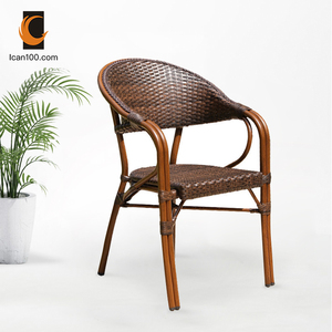 Silla antigua Vintage para restaurantes y hoteles, sillón de comedor de mimbre con brazos de clase alta, para cafés - Product Image 4