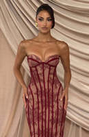 Robe longue à traîne Bettergirl 2026 Ramadan Sexy en dentelle transparente patchwork sans bretelles
