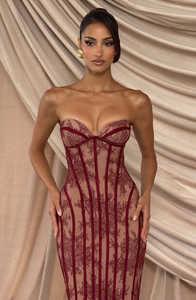 เดรสยาว Bettergirl 2026 รอมฎอน ผ้าลูกไม้ซีทรู แต่งผ้าต่อกัน สายเดี่ยว แบบไม่มีสาย โชว์หลัง - Product Image 2