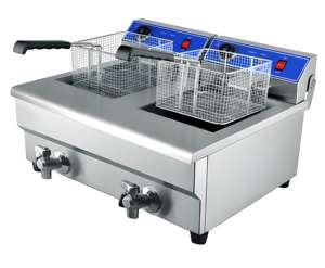 หม้อทอดไฟฟ้าสแตนเลสแบบสองถัง ขนาด 24 ลิตร สำหรับใช้ในเชิงพาณิชย์ <span class=keywords><strong>ราคา</strong></span>โรงงาน ทนความร้อนสูง เหมาะสำหรับทำฮอทดอกและเฟรนช์ฟรายส์ - Product Image 3