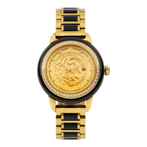 Couple Mechanical Automatic Jade Gold 3D Dragon Dial Business Luxury Sapphire Couple <b>Watch</b> - Product Image 1
