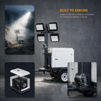 Tour d'éclairage solaire LED sur remorque, mât de 24 pieds, tout temps, déploiement rapide, alimentation CC, lumière blanche, IP23, pour aménagement paysager et jardin, intensité variable