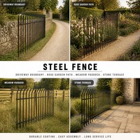 Clôture en acier courbée à pointe de flèche résistante aux intempéries pour allée de villa de campagne, jardin de roses, chemin, prairie et enclos