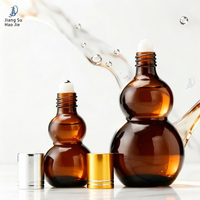 Flacon d'huile essentielle Double Gourd, flacon vide pour liquide brun, flacon roll-on en verre, flacon distributeur de cosmétiques