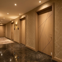 Porte intérieure moderne en bois massif à double battant avec isolation phonique et vitrage, design français, pour hôtels, villas et sous-sols