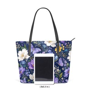 Sac fourre-tout en cuir PU motif floral papillon, sac à bandoulière zippé, résistant à l'eau, antivol, logo personnalisé pour les voyages quotidiens - Product Image 3