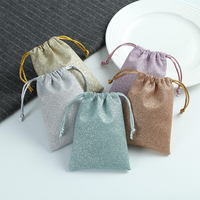 Sac cadeau en velours réutilisable personnalisé, petit sac en velours rose pailleté avec cordon de serrage, emballage de luxe pour bijoux, sac anti-poussière