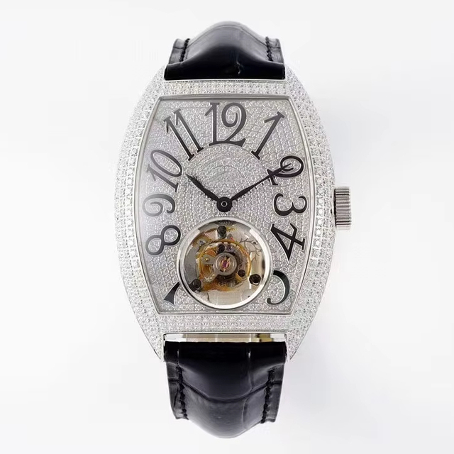 Top Luxury High Quality Luminous Diver Full Diamond Dial Hollow Tourbillon Men's Sports Business Automatic Mechanical Watch 20mm