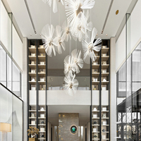 Custom Engineering Office Stairway Business Center Modern Luxury Iron Acrylic Led Chandelier Light