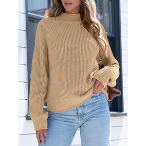 Pull à col montant en tricot vintage uni personnalisé 2026, anti-rides, à manches longues pour femmes - Product Image 4