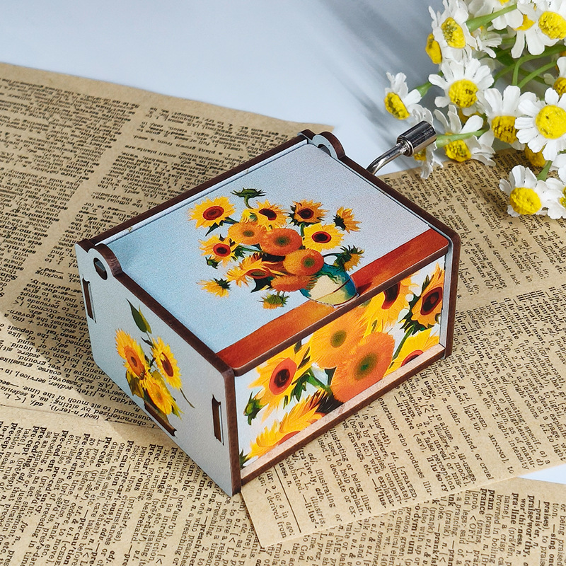 Boîte à musique à manivelle - Tournesols Van Gogh