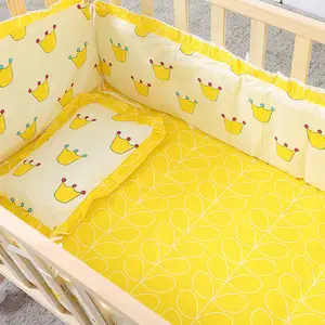 Printed colorful 5pcs set knot pillow newborn braided bumpers baby crib bumper for babies