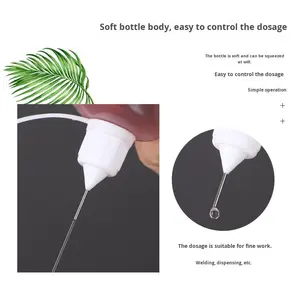 Bouteille en plastique PE noire opaque avec orifice pour <span class=keywords><strong>aiguille</strong></span>, bouchon à vis à bord d'étanchéité <span class=keywords><strong>sans</strong></span> lavage, pour colle et coulis - Product Image 2