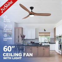 Ventilateur de plafond 1stshine en bois massif, dimmable, haute efficacité, robuste, contrôle intelligent, écologique, 6 vitesses, avec lumière