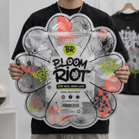 Sacs en Mylar découpés sur mesure en forme de fleur, pochettes d'emballage plastique refermables pour vêtements, t-shirts, sweats à capuche, streetwear de marque