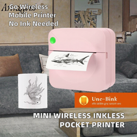 Printer Foto Label Tanpa Tinta USB Portabel untuk Ulang Tahun Anak, Printer Thermal Mini Genggam Saku, Stok 200dpi 1200mAh