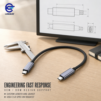Kabel Data Braided Fungsi Penuh LUNG KAY Factory USB5.0 80Gbps 240W 16K Tipe C ke Tipe C untuk Laptop Dock Custom OEM ODM