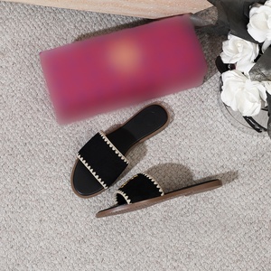 Sandales à motif tissé tendance pour femmes de marque avec logo métallique, pantoufles en cuir, <span class=keywords><strong>chaussures</strong></span> plates décontractées à enfiler, <span class=keywords><strong>chaussures</strong></span> ouvertes - Product Image 3