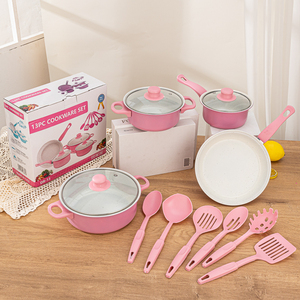 <span class=keywords><strong>Set</strong></span> di Pentole da Cucina in <span class=keywords><strong>Pietra</strong></span> Medica 13 Pezzi Antiaderente con Coperchio in Vetro e Confezione Regalo - Product Image 1