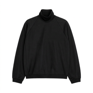 Pull à col roulé noir pour homme, manches longues, tricoté, couleur unie, coupe classique, pour l'automne - Product Image 1