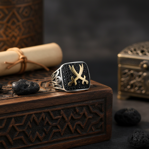 925K Sterling <b>Silver</b> New Design Sword Turkish <b>Men</b> Zircon <b>Ring</b> - Product Image 3