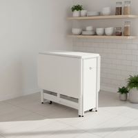 Ensemble de table à manger pliante blanche avec plateau rabattable et 4 chaises pliantes, rangement, meubles de salle à manger en bois massif pour la maison