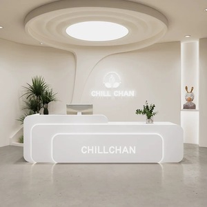 Cửa hàng hiện đại phong cách thiết kế cong công ty quầy lễ tân tiếp tân với bức tường phía sau bàn tiếp tân văn phòng thương mại - Product Image 2