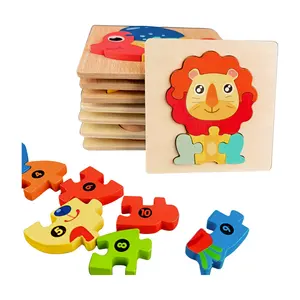 2023 Custom wooden cartoon jigsaw puzzle games toys Montessori educational DIY children learning toy for kids boys and girls