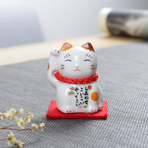 Lande japonais en céramique cinq-Fortune <span class=keywords><strong>Maneki</strong></span> <span class=keywords><strong>Neko</strong></span> ensemble cinq articles décoratifs maison voiture fleur animal de compagnie <span class=keywords><strong>porcelaine</strong></span> blanche - Product Image 6