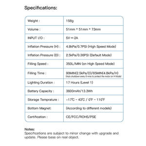 Pompe à air électrique <span class=keywords><strong>sans</strong></span> <span class=keywords><strong>fil</strong></span> pour le camping, l'extérieur, <span class=keywords><strong>matelas</strong></span> en ABS, bouée de natation, coussin de couchage, <span class=keywords><strong>gonfleur</strong></span>, batterie 3600mAh, éclairage 17 heures - Product Image 5