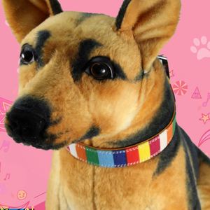 Collar para Perro de Lona con Rayas Coloridas y Correa de Mano a Juego, Hecho a Mano y con Hebilla de Aleación de PU - Product Image 3