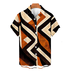 Camicia da <span class=keywords><strong>uomo</strong></span> personalizzata Plaid geometrica 3D con stampa grafica da <span class=keywords><strong>uomo</strong></span> camicia estiva con risvolto corto <span class=keywords><strong>Casual</strong></span> stile Street produttore di <span class=keywords><strong>abbigliamento</strong></span> alla moda - Product Image 2