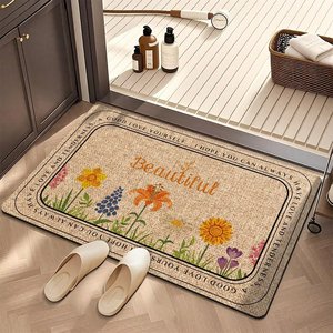 Yongjin Diatomaceous Earth <b>Door</b> Mat 38x58cm 48x78cm 58x88cm Floral Pattern Washable For Bathroom Entryway Living Room - Product Image 3