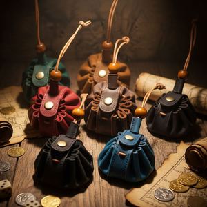 Cowhide DND Dice Drawstring Bag Coin Bag Unisex Genuine Leather <b>Small</b> Wallet Welcome Gifts Modern Portable Dice Pouch - Product Image 1