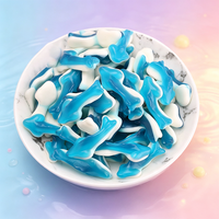 Bonbons gélifiés halal en forme de poisson bleu de dessin animé, saveur sucrée fruitée, en gros, pour enfants