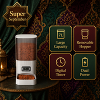 Distributeur Automatique Intelligent 7L pour Animaux de Compagnie avec Caméra WiFi Double Bande, Vision Nocturne, Voix et Vidéo, Alimentation Automatique pour Aliments Lyophilisés, Matériau ABS - Vente Directe Usine