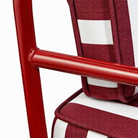 Chaise de jardin moderne en acier inoxydable, fauteuil de patio extérieur avec coussin imperméable, chaise en métal rouge pour villa et hôtel
