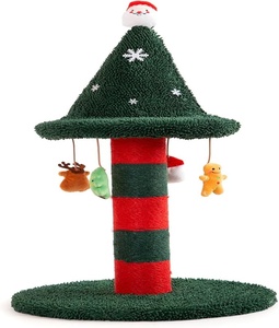 Griffoir pour chat avec 4 jouets en peluche suspendus - Alternative à l'arbre de Noël Offrez à votre chat un jouet et un griffoir en un seul - Product Image 1