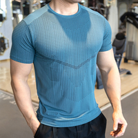 Ropa deportiva para hombre, camiseta de gimnasio, 90% poliéster, 10% elastano, camiseta de gimnasio de rendimiento atlético activo que absorbe la humedad de secado rápido para hombre