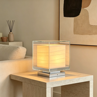 Lampe de table en verre de style nordique WabiSabi, rechargeable, pour salon, chambre à coucher, décoration intérieure, éclairage d'intérieur, bureau, lampe de chevet pour la lecture