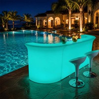 Ensemble de comptoir de bar lumineux à LED RGB, mobilier de bar éclairé en PE imperméable avec tabourets pour événements extérieurs, hôtels et fêtes