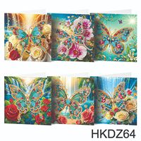 Kit de 6 cartes de vœux DIY à peindre au diamant, éléphant coloré, avec forets de forme spéciale, ensemble de cartes de bénédiction avec enveloppes