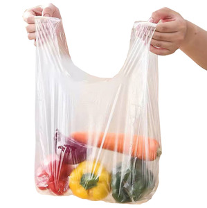 Sac de courses enroulable personnalisé en plastique pour supermarché, type T-shirt ou gilet, pour les courses de légumes - Product Image 5